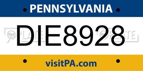 DIE8928 Pennsylvania License Plate
