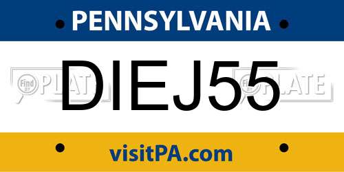 DIEJ55 Pennsylvania License Plate