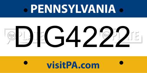 DIG4222 Pennsylvania License Plate