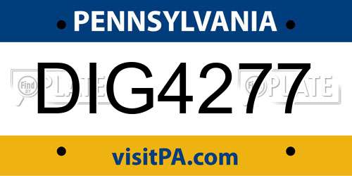 DIG4277 Pennsylvania License Plate