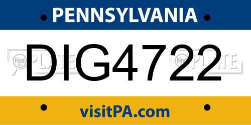 DIG4722 Pennsylvania License Plate