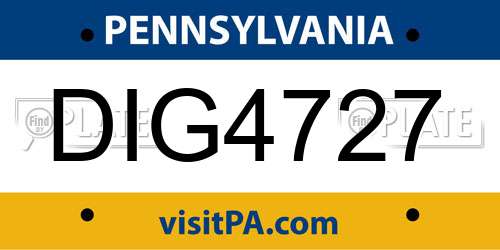 DIG4727 Pennsylvania License Plate