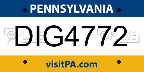 DIG4772 Pennsylvania License Plate