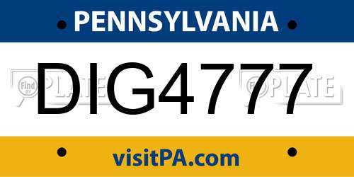 DIG4777 Pennsylvania License Plate