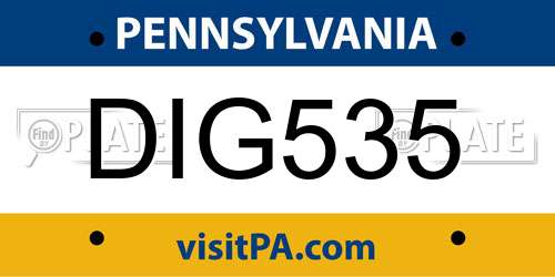 DIG535 Pennsylvania License Plate