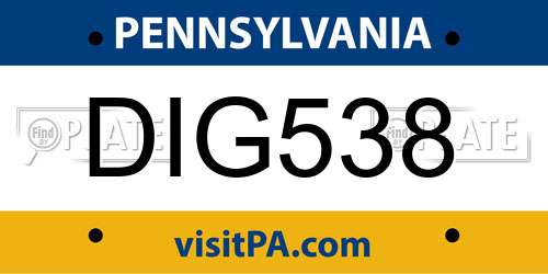 DIG538 Pennsylvania License Plate