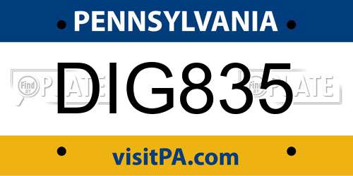 DIG835 Pennsylvania License Plate