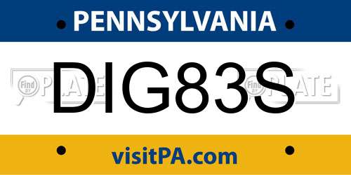 DIG83S Pennsylvania License Plate