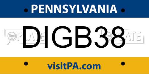 DIGB38 Pennsylvania License Plate