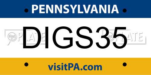 DIGS35 Pennsylvania License Plate