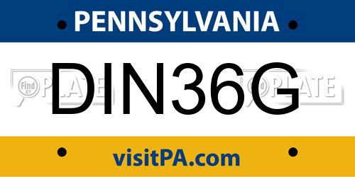 DIN36G Pennsylvania License Plate