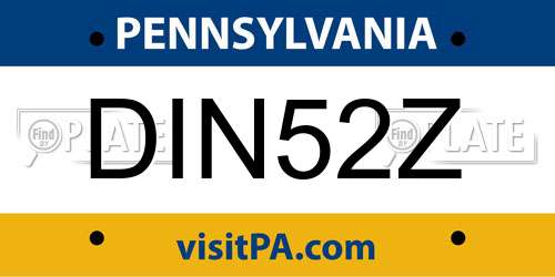 DIN52Z Pennsylvania License Plate