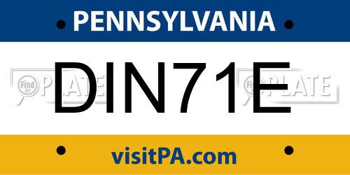 DIN71E Pennsylvania License Plate