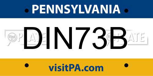 DIN73B Pennsylvania License Plate