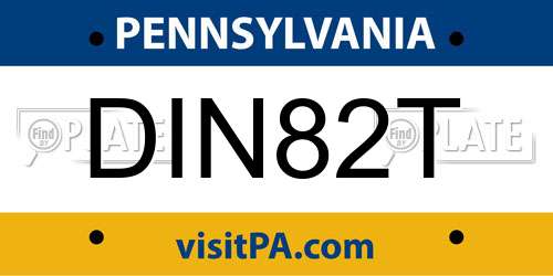 DIN82T Pennsylvania License Plate