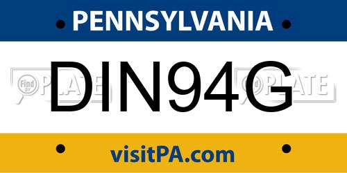 DIN94G Pennsylvania License Plate