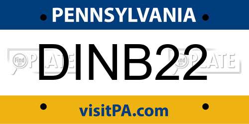 DINB22 Pennsylvania License Plate