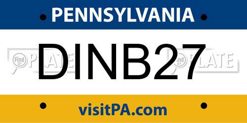 DINB27 Pennsylvania License Plate