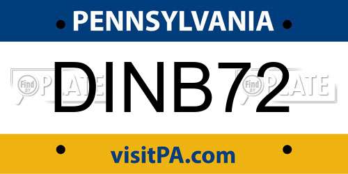 DINB72 Pennsylvania License Plate