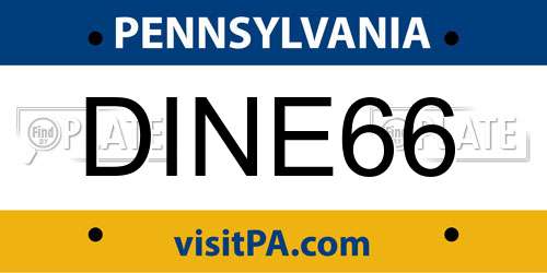 DINE66 Pennsylvania License Plate
