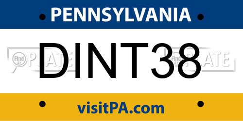 DINT38 Pennsylvania License Plate