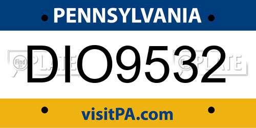 DIO9532 Pennsylvania License Plate