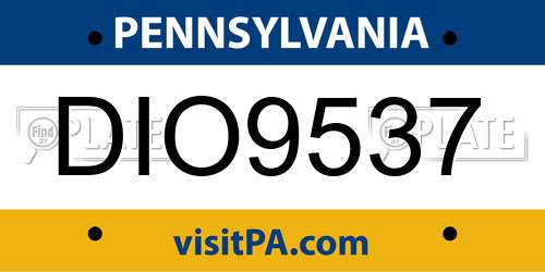 DIO9537 Pennsylvania License Plate