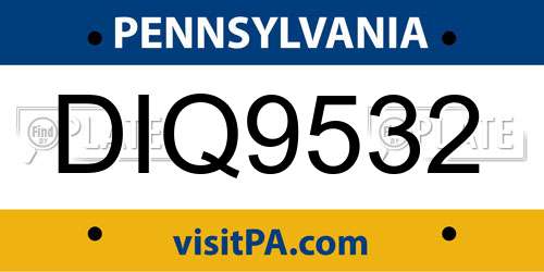 DIQ9532 Pennsylvania License Plate