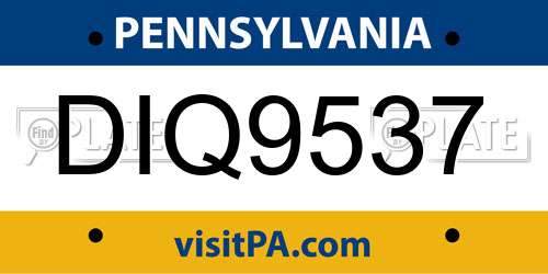 DIQ9537 Pennsylvania License Plate