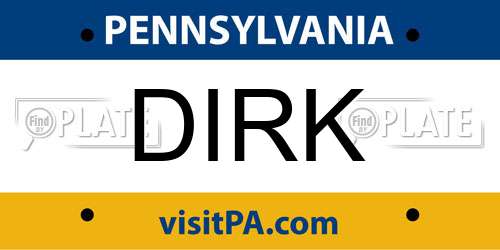 DIRK Pennsylvania License Plate