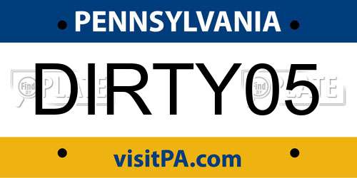 DIRTY05 Pennsylvania License Plate