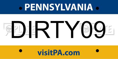 DIRTY09 Pennsylvania License Plate