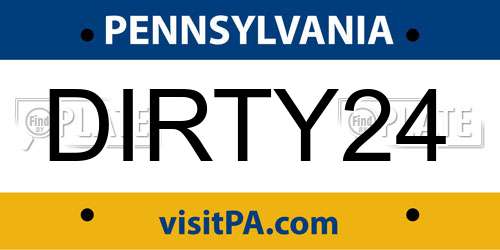 DIRTY24 Pennsylvania License Plate