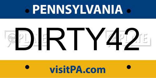 DIRTY42 Pennsylvania License Plate