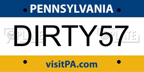 DIRTY57 Pennsylvania License Plate
