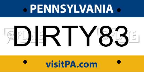 DIRTY83 Pennsylvania License Plate