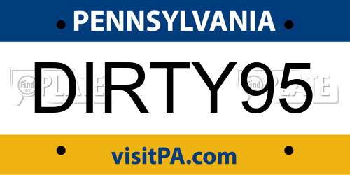 DIRTY95 Pennsylvania License Plate