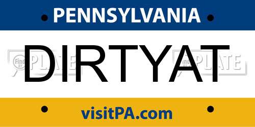DIRTYAT Pennsylvania License Plate