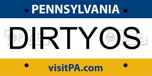 DIRTYOS Pennsylvania License Plate