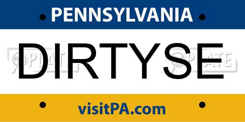 DIRTYSE Pennsylvania License Plate