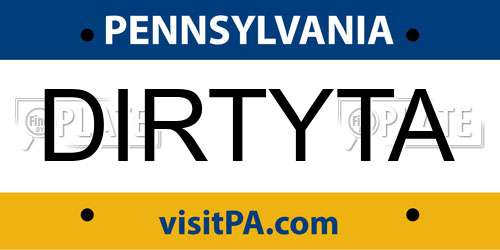 DIRTYTA Pennsylvania License Plate