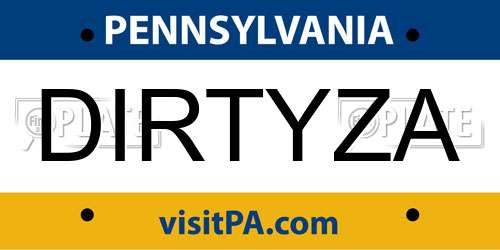 DIRTYZA Pennsylvania License Plate