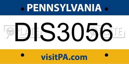 DIS3056 Pennsylvania License Plate