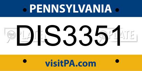DIS3351 Pennsylvania License Plate