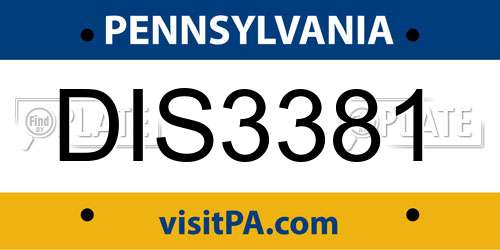 DIS3381 Pennsylvania License Plate