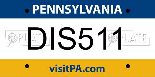 DIS511 Pennsylvania License Plate