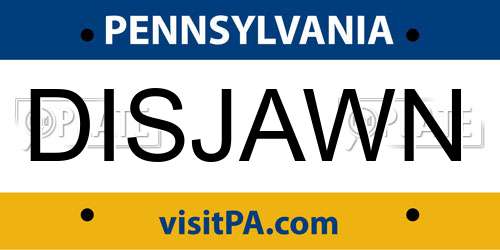 DISJAWN Pennsylvania License Plate
