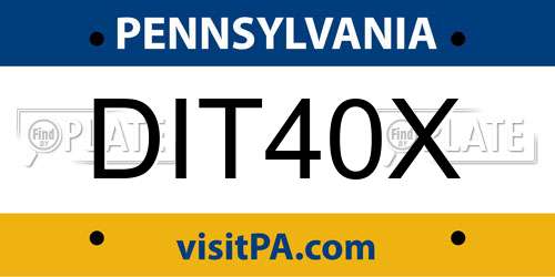 DIT40X Pennsylvania License Plate
