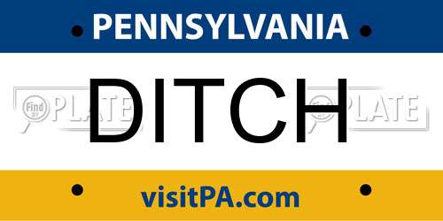 DITCH Pennsylvania License Plate