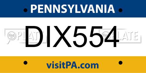 DIX554 Pennsylvania License Plate